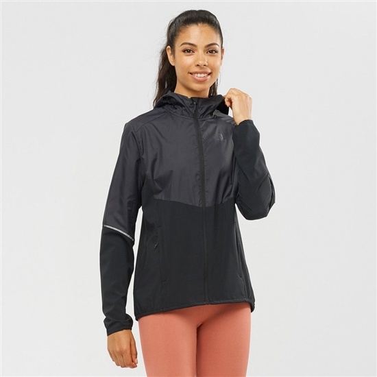 Salomon AGILE FULL ZIP HOODIE Bundy Damske Čierne | 93205NBRY