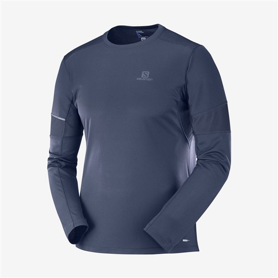 Salomon AGILE LS M Tops Panske Námornícka Modrá | 07491XSVN