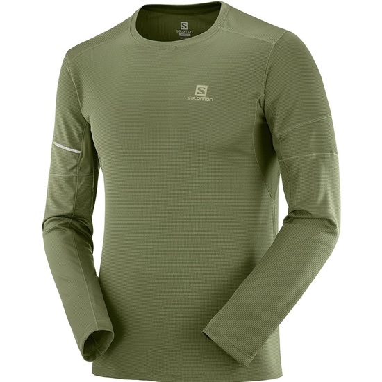 Salomon AGILE LS M Tricko Panske Olivovo Zelená | 41896QWXG