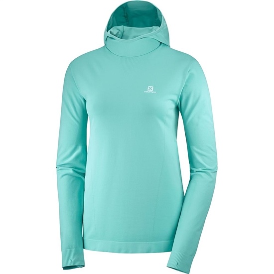 Salomon AGILE MID HOODIE W SEAMLESS Midlayers Damske Tyrkysové | 19683AGKM