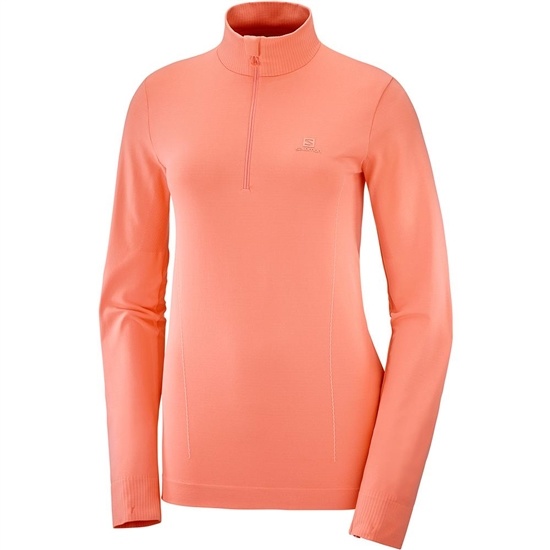 Salomon COMET SEAMLESS HALF ZIP W Midlayers Damske Koralove | 82130WFLK