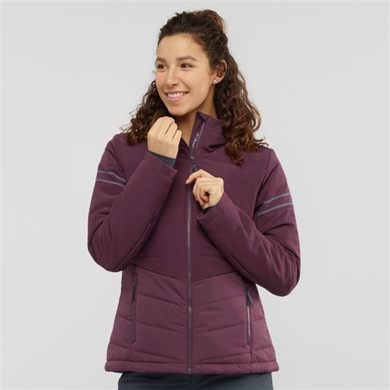 Salomon EDGE Woinsulated Jacket Hoodie Ski Bundy Damske Bordove | 85437INTV