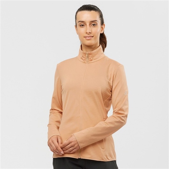 Salomon ESSENTIAL LIGHTWARM Full Zip Jacket Midlayers Damske Béžové | 05934VEBA