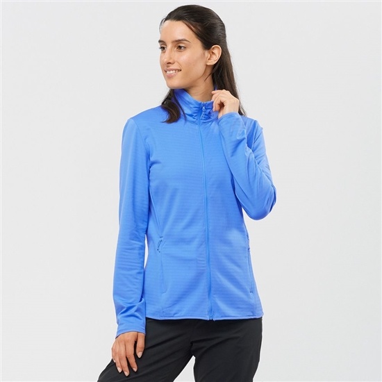 Salomon ESSENTIAL LIGHTWARM Full Zip Midlayer Jacket Midlayers Damske Modre | 20495ENWH