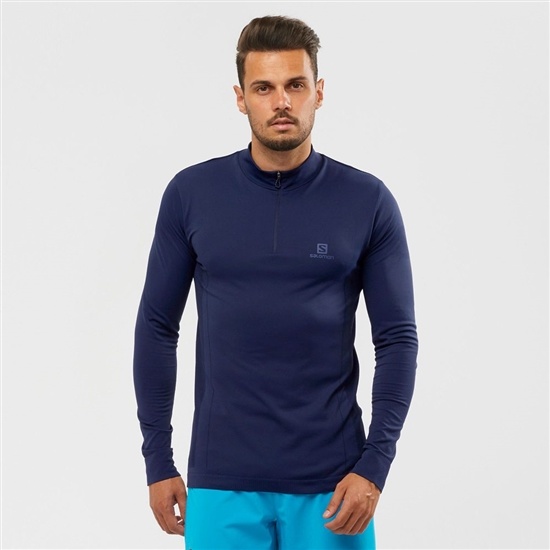 Salomon ESSENTIAL SEAMLESS Cross-Country Skiing Midlayers Panske Námornícka Modrá | 24098UJBR
