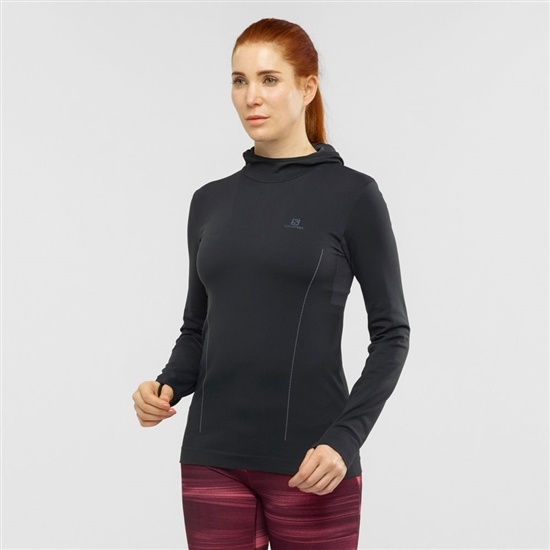 Salomon ESSENTIAL SEAMLESS Midlayers Damske Čierne | 34781BZDQ