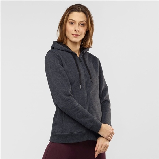 Salomon ESSENTIAL WARM Jacket Hoodie Midlayers Damske Čierne | 57918LUHG