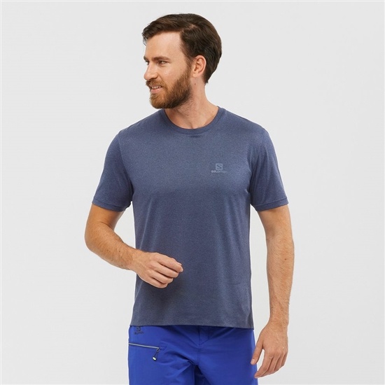 Salomon EXPLORE M Kratke Sleeve Tricko Panske Námornícka Modrá | 72634HYTA