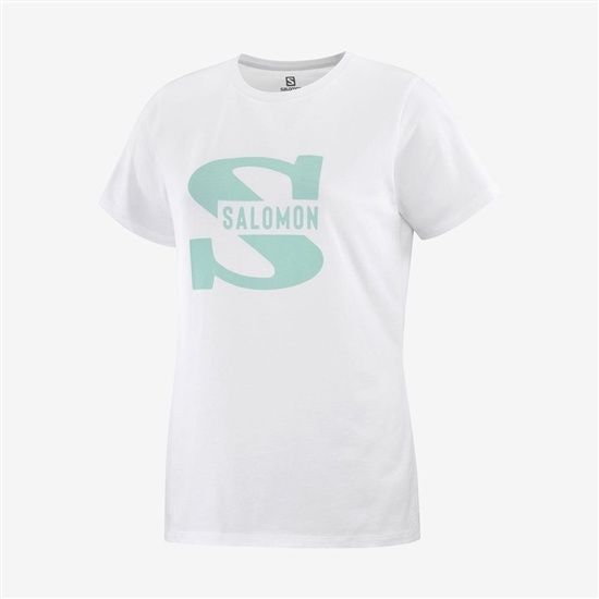 Salomon OUTLIFE BIG LOGO Kratke Sleeve Tricko Damske Biele | 17520ZFQH