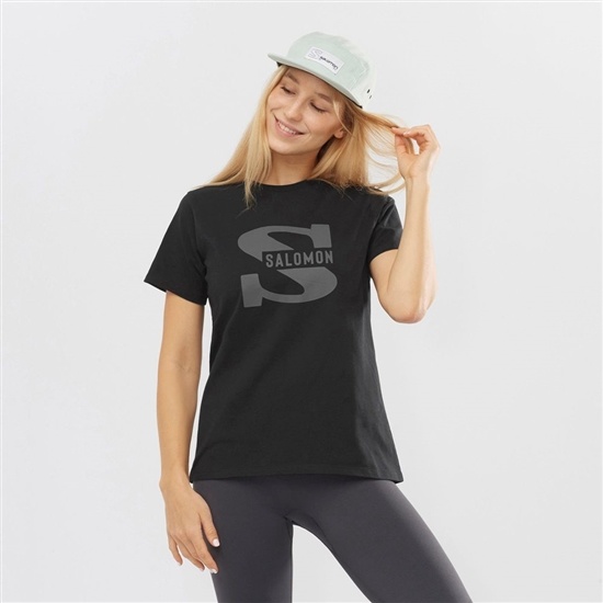 Salomon OUTLIFE BIG LOGO Kratke Sleeve Tricko Damske Čierne | 81597QHAY