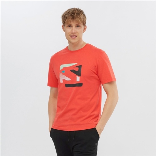 Salomon OUTLIFE GRAPHIC DISRUPTED LOGO SS M Kratke Sleeve Tricko Panske Oranžové | 79468IRHX