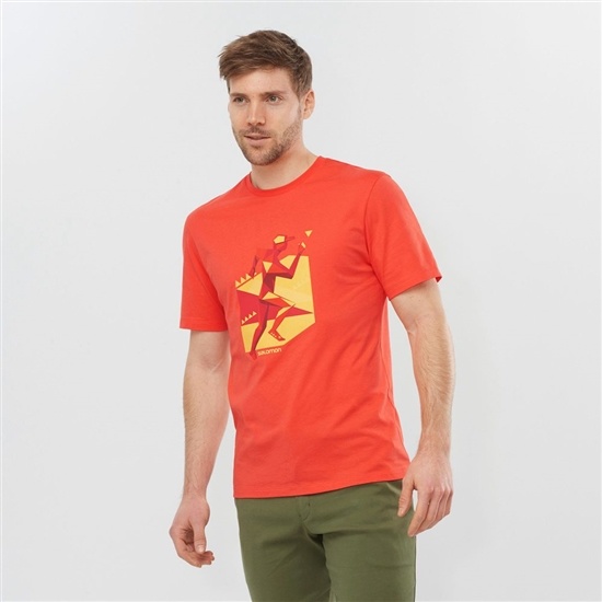Salomon OUTLIFE GRAPHIC GEO RUNNER SS M Kratke Sleeve Tricko Panske Oranžové | 89720XLKD