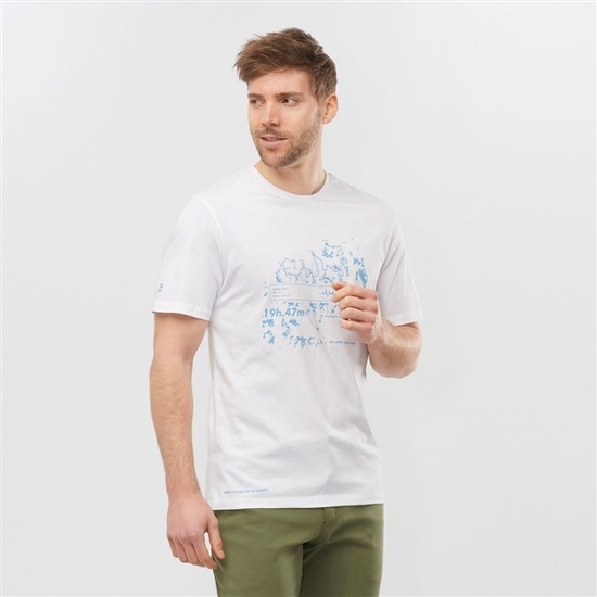 Salomon OUTLIFE GRAPHIC SALOMONOTONE SS M Kratke Sleeve Tricko Panske Biele | 27954KGXR