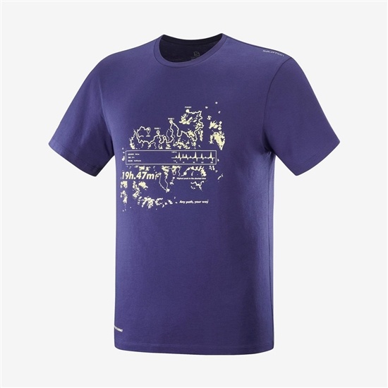 Salomon OUTLIFE GRAPHIC SALOMONOTONE SS M Kratke Sleeve Tricko Panske Námornícka Modrá | 61485UBOY