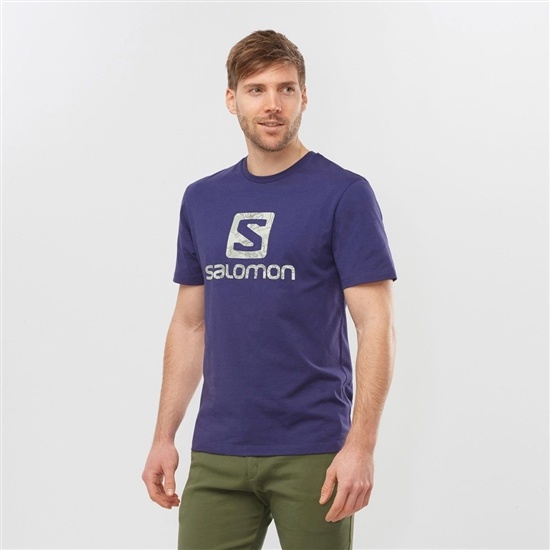 Salomon OUTLIFE LOGO Kratke Sleeve Tricko Panske Námornícka Modrá | 35801BGLW