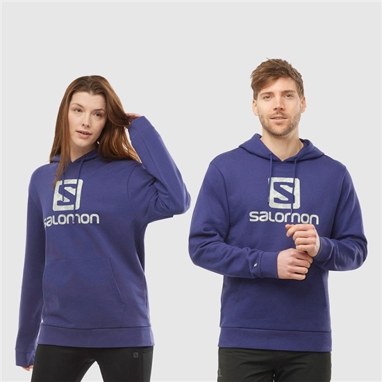 Salomon OUTLIFE LOGO SUMMER Sportswear Mikiny S Kapucňou Panske Námornícka Modrá | 37086WQRC