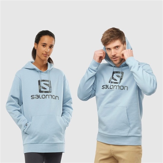 Salomon OUTLIFE LOGO SUMMER Sportswear Mikiny S Kapucňou Panske Modre | 87562IEDV
