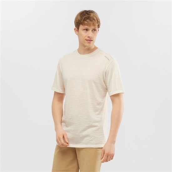 Salomon OUTLIFE MERINO SS M Kratke Sleeve Tricko Panske Béžové | 21340CVMI