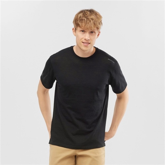 Salomon OUTLIFE MERINO SS M Kratke Sleeve Tricko Panske Čierne | 90148OWGT