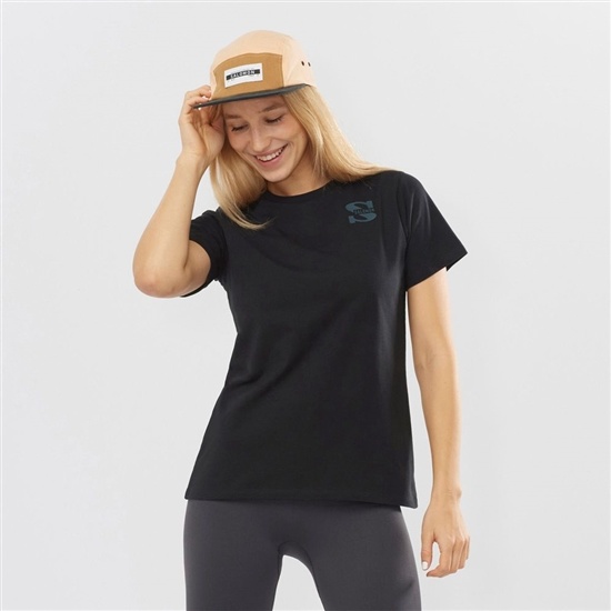 Salomon OUTLIFE SMALL LOGO SS W Kratke Sleeve Tricko Damske Čierne | 78461WCDG