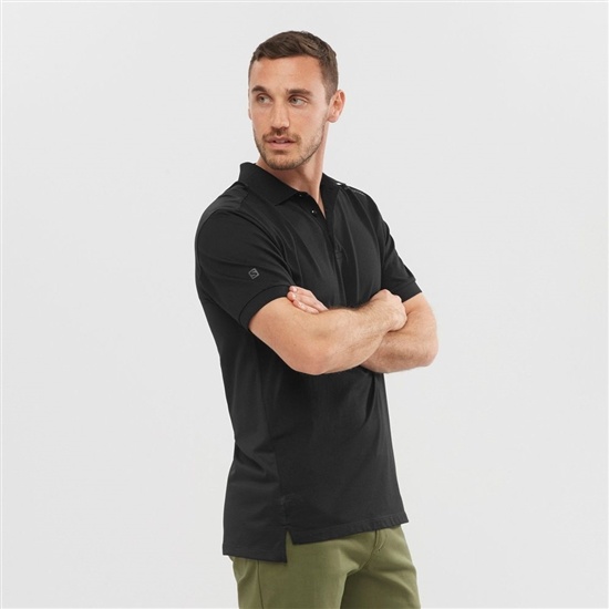 Salomon OUTLIFE TECH POLO M Kratke Sleeve Tricko Panske Čierne | 15304MSBJ