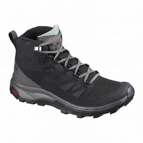 Salomon OUTLINE MID GORE-TEX Turisticke Topanky Damske Čierne / Zelene | 06432NPWF