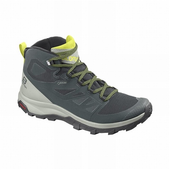 Salomon OUTLINE MID GORE-TEX Turisticke Topanky Panske Zelene / Siva | 38197YQRI