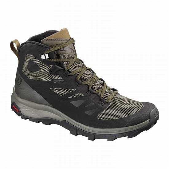 Salomon OUTLINE MID GORE-TEX Turisticke Topanky Panske Čierne / Hnede | 72985IJDM