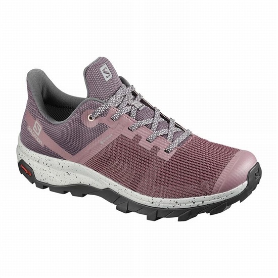 Salomon OUTLINE PRISM GORE-TEX Turisticke Topanky Damske Bordove | 07354HNUF