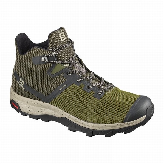 Salomon OUTLINE PRISM MID GORE-TEX Turisticke Topanky Panske Olivovo Zelená / Čierne | 35047VELO