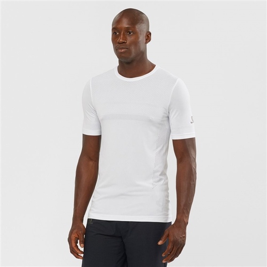 Salomon SENSE SEAMLESS M Kratke Sleeve Tricko Panske Biele | 37420LEVO