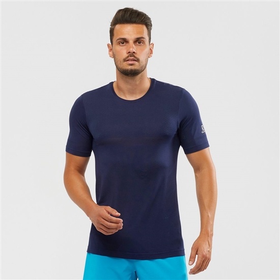 Salomon SENSE SEAMLESS M Kratke Sleeve Tricko Panske Námornícka Modrá | 92038GIJY