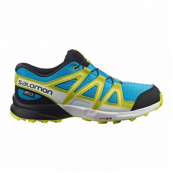 Salomon SPEEDCROSS CLIMASALOMON WATERPROOF Trailove Bezecke Tenisky Detske Modre / Zelene | 57614CAW