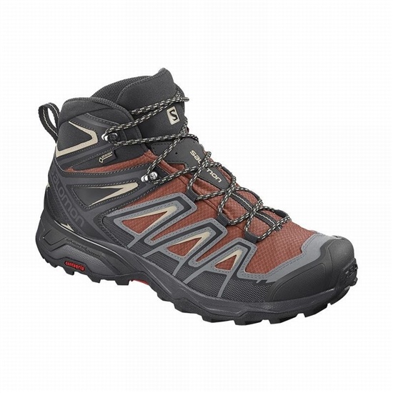 Salomon X ULTRA 3 MID GORE-TEX Turisticke Topanky Panske Tmavo Červené / Čierne | 56803JFXW