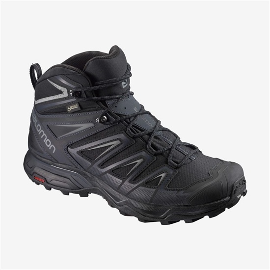 Salomon X ULTRA 3 WIDE MID GORE-TEX Turisticke Topanky Panske Čierne | 86917VXGD