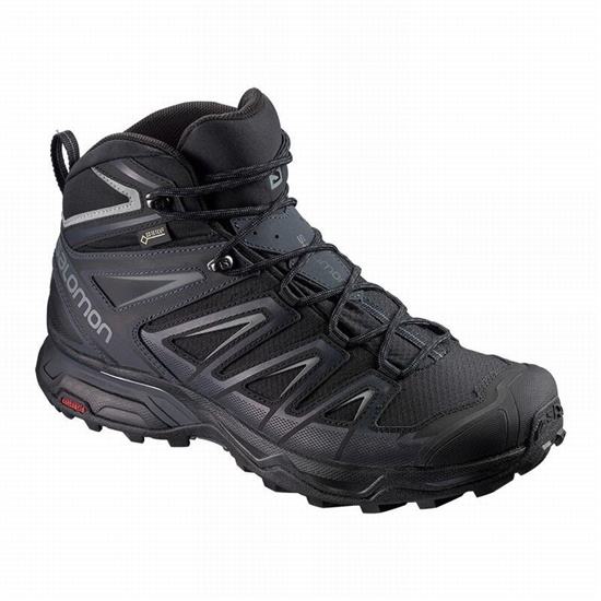 Salomon X ULTRA 3 WIDE MID GORE-TEX Turisticke Topanky Panske Čierne | 93128NXOB